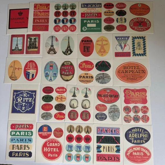 Vintage Paris Hotel Postcard & Sticker Collection in Metal Tin Vintage Style 42 - Picture 2 of 11